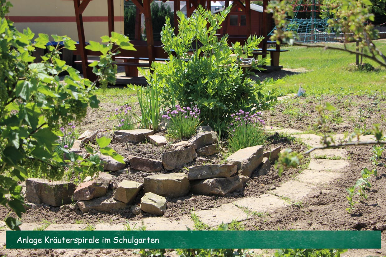 Anlage Kräuterspirale im Schulgarten Anlage Kräuterspirale im Schulgarten